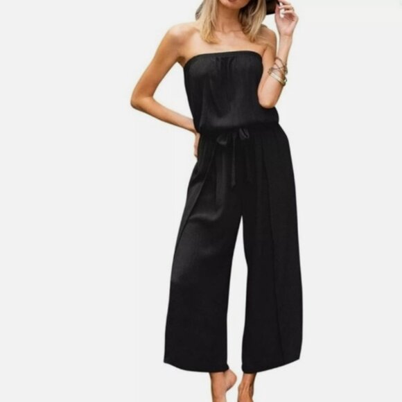 BECCA Navy Blue Strapless Jumpsuit - Picture 2 of 14